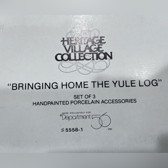 Department 56 “Bringing Home the Yule Log” - Hand Painted Porcelain Figurines